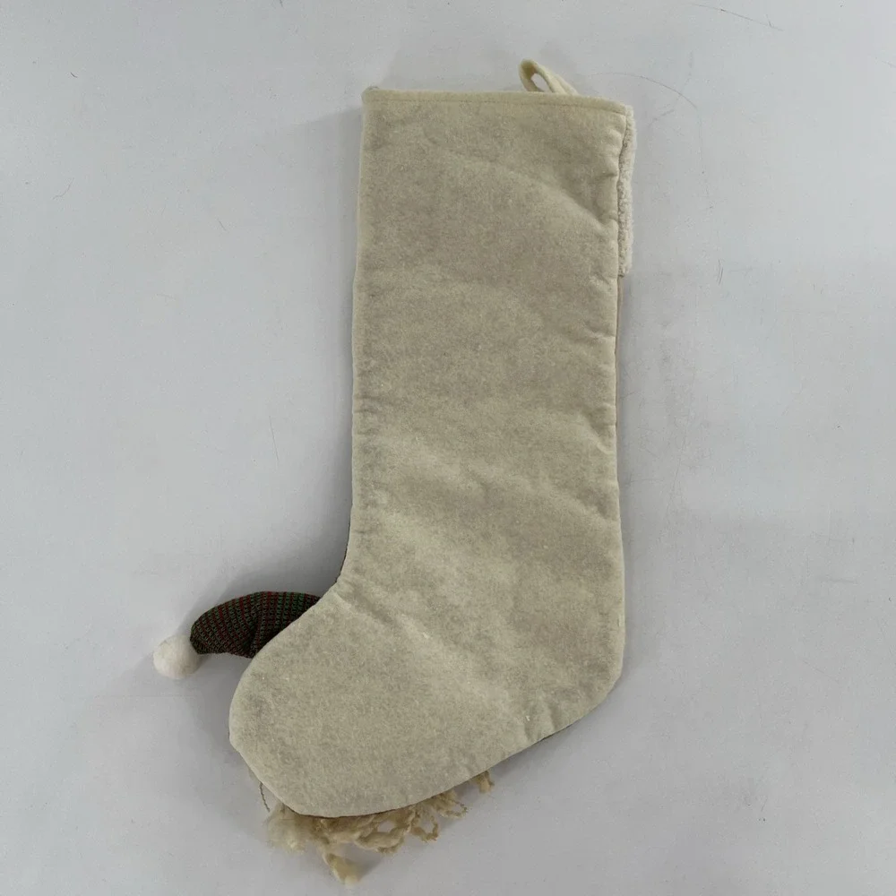 Vintage Old World Santa Felt Christmas‎ Stocking 3D Fleece Beard Knit Hat 21